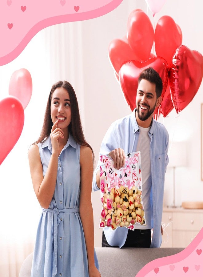 Blosssound 100 Pcs Valentines Day Gift Bags Bulk Valentines Plastic Bags Heart Candy Goodie Favor Treat Bags Valentines Day Party Decor for Valentine‘s Day Wedding Anniversary Birthday Party Favors - Image 5